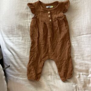 French dot cotton muslin romper